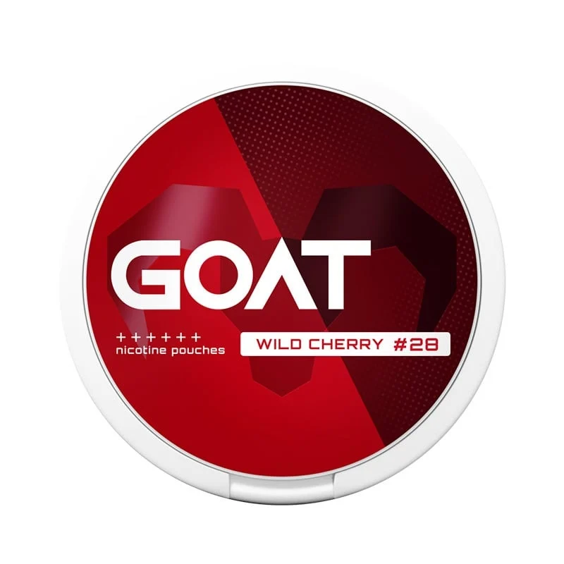 GOAT Wild Cherry #28, goat WILD CHERRY NICOTINE POUCHES, GOAT SNUS, GOAT NICOPODS, GOAT NICOTINE POUCHES, cherry nicotine pouches, cherry pouches, black cherry nicotine pouches