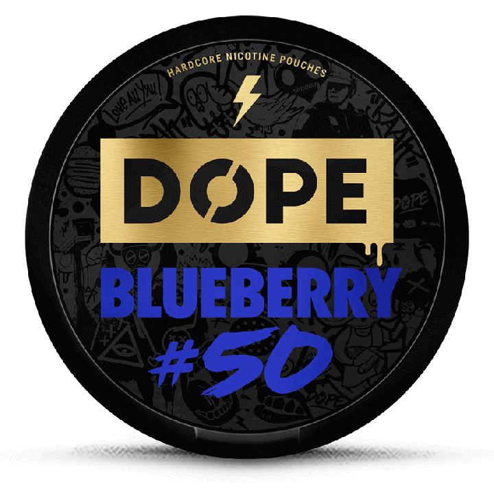 Dope Blueberry #50, blueberry snus, bluebrry nicotine pouches, dope snus, dope nicotine pouches, dope nicopods