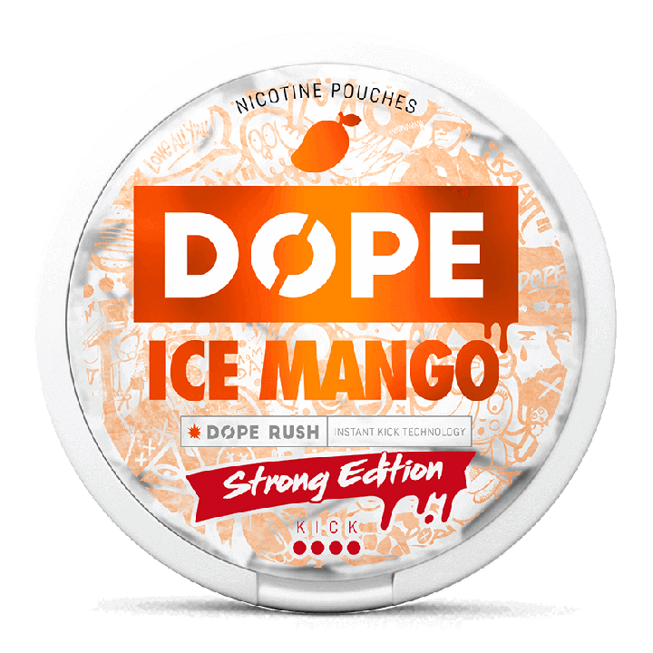 DOPE Ice Mango 16mg, dope mango strong, dop nicotine pouches, dop snus, mango pouches