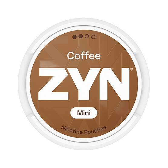 ZYN Coffee Mini S2 3mg — warm coffee with chocolate nougat, cocoa and vanilla. Formerly ZYN Mini Espressino. Light nicotine, 20 Mini pouches per can. The only warm ZYN Mini. Tobacco-free. 21+.