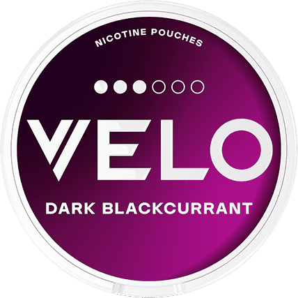 VELO Dark Blackcurrant nicotine pouches can — 8mg Strong dark blackcurrant floral