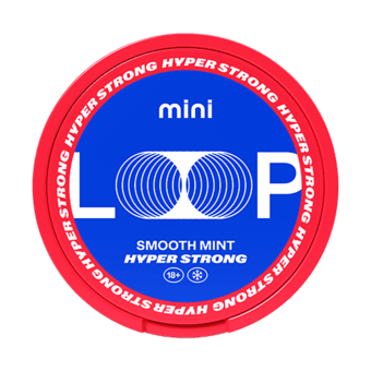 LOOP Smooth Mint Mini Hyper nicotine pouch can — soft rounded menthol low TRPM8 no eucalyptol Hyper Strong Mini format discreet tobacco-free InstantRush PlantCan Another Factory AB Sweden