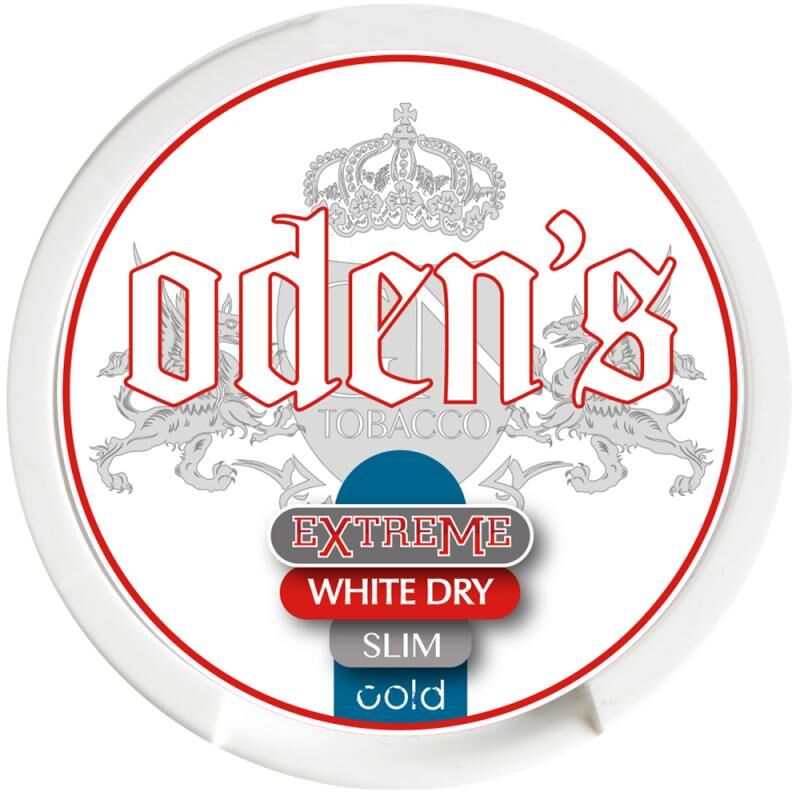 Odens Cold Extreme White Dry portions slim, strong snus, cheap strong snus, odens snus, oden snus, wdp snus,
