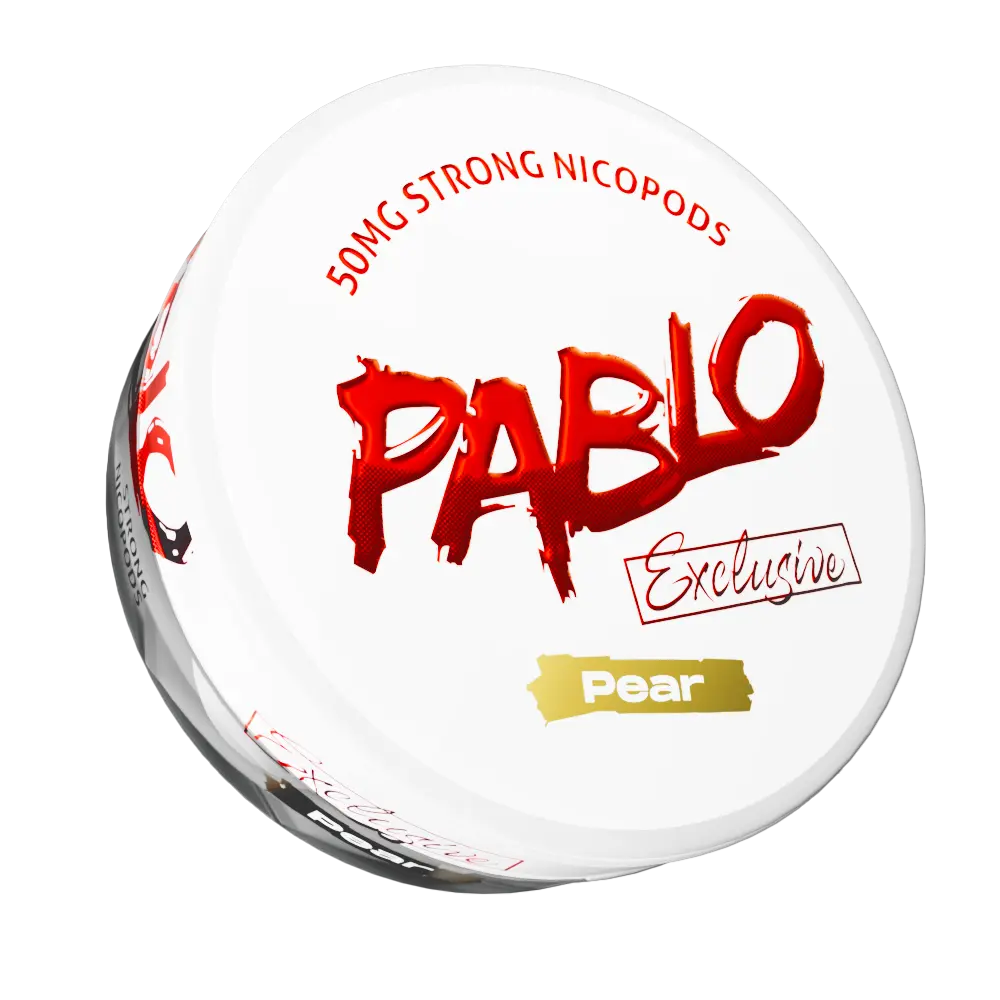 pablo pear, pablo exclusive pear, pablo nicopods, pablo snus, pablo escobar snus, pablo snuss, nicopods, nicotine pouches