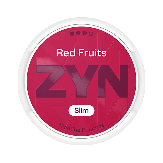 ZYN Red Fruits Slim S3 nicotine pouches can — 9mg Strong tart strawberry raspberry rhubarb menthol slim format
