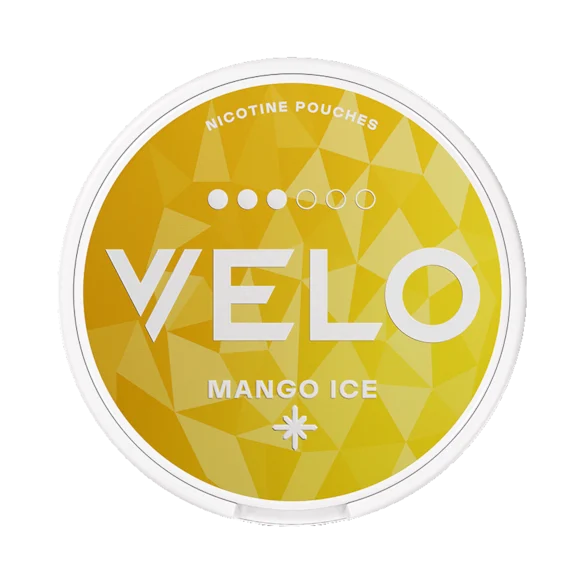 VELO Mango Ice nicotine pouches can — 8mg Strong tropical mango with menthol ice cooling